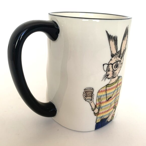 Hipster Rabbit w/Latte Coffee Tea Mug Signature Housewares Inc Stoneware - Picture 4 of 7